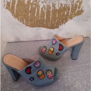 Chase+Chloe Denim Block Heels Size 6